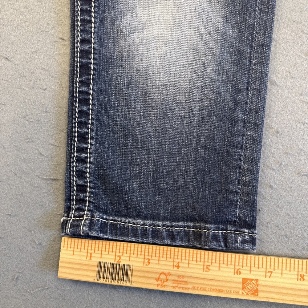 Miss Me Jeans WOMENS 27 Cuffed Capri EMBELISHED RHINE-SEQUINS WHISKERING - Picture 7 of 10